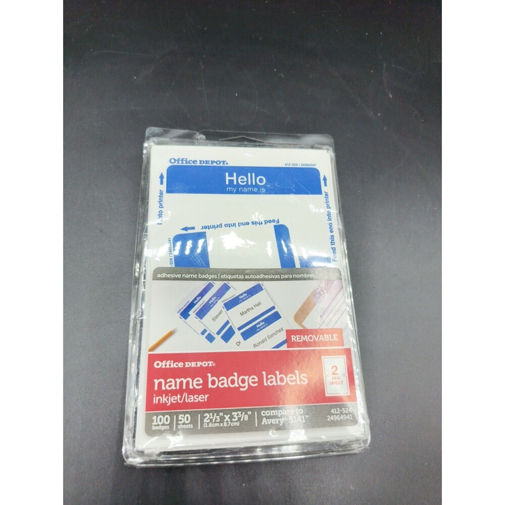 Office Depot Brand 2 3/8" x 3 3/8" Name Badge Labels W/Blue Border, 57-Pk